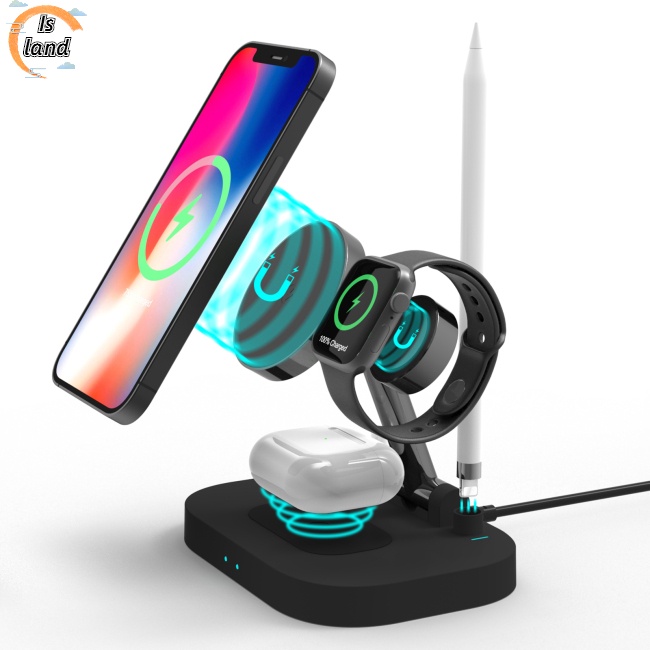 Đế Sạc Nhanh Không Dây Từ Tính 4 Trong 1 Cho Điện Thoại / Đồng Hồ / stylus / Tai Nghe