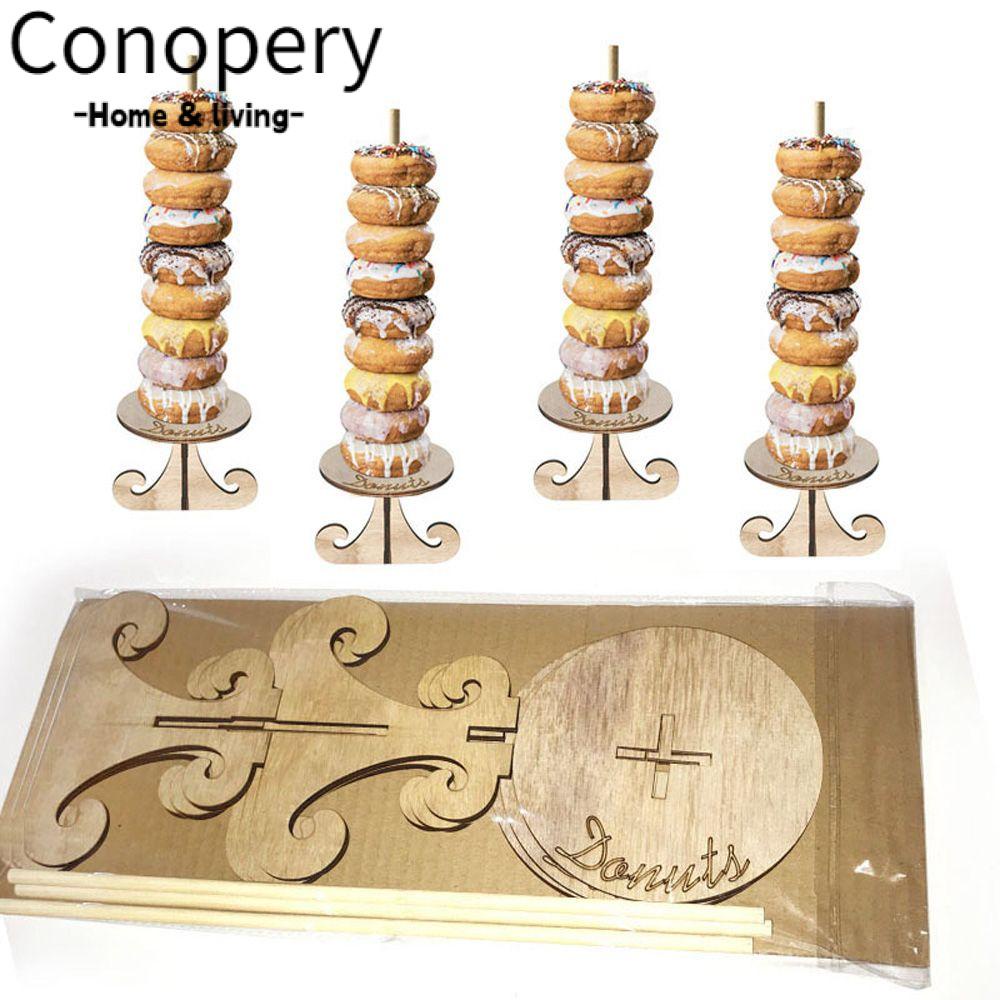 CONOPERY Giá Đỡ Bánh Donut Bằng Gỗ Dùng Trang Trí Tiệc Cưới / Sinh Nhật