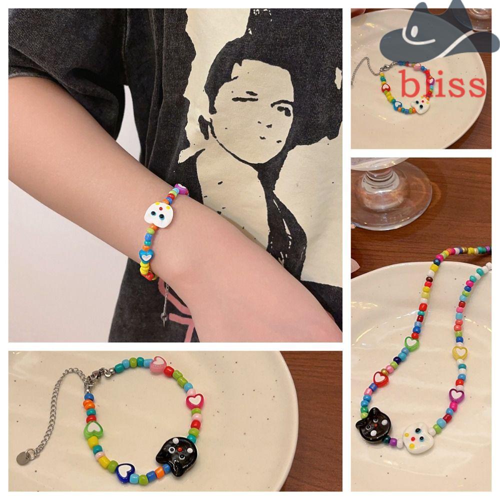 Vòng Tay Chuỗi Hạt Màu Sắc Ngọt Ngào Phong Cách Bohemian Y2K