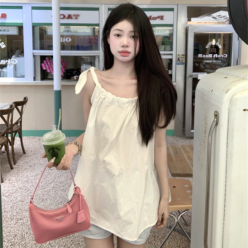 Áo Kiểu Dây Rút Không Tay Thời Trang Mùa Hè Cho Nữ