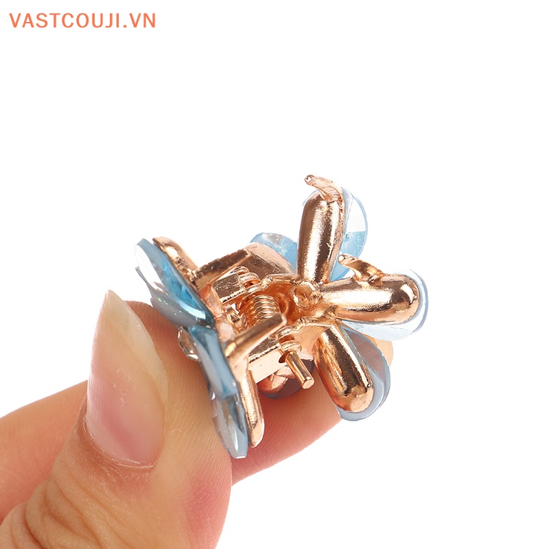 Bộ 5 Kẹp Tóc 2cm Màu Xanh Dương / Tím / Trắng Họa Tiết Hoa Xinh Xắn Thời Trang Cho Nữ