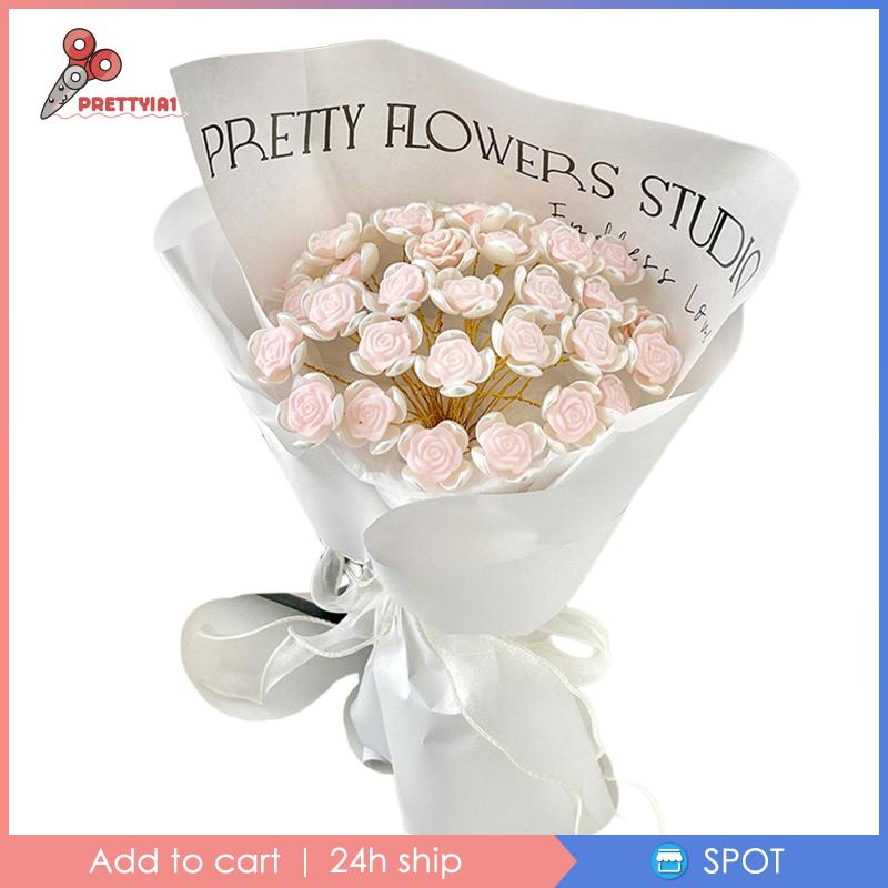 [Prettyia1] 18 Bông Hoa Hồng Giả Bằng Giấy Gói Quà DIY Đáng Yêu