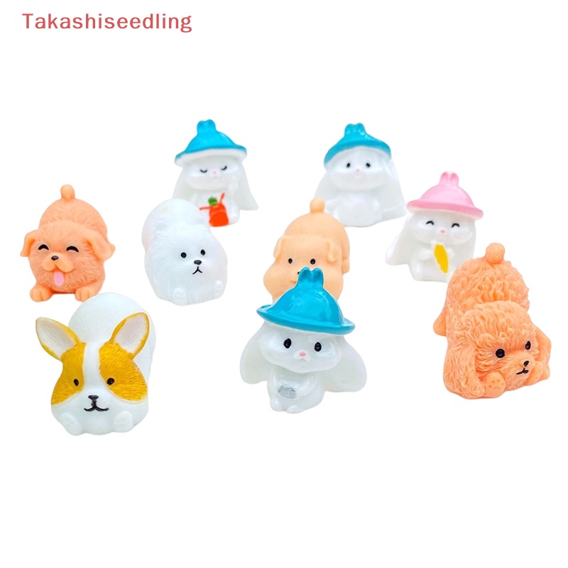 Set 2 Đồ trang trí Chú Chó / Thỏ Hoạt Hình Mini Dạ Quang Trang Trí Tiểu Cảnh