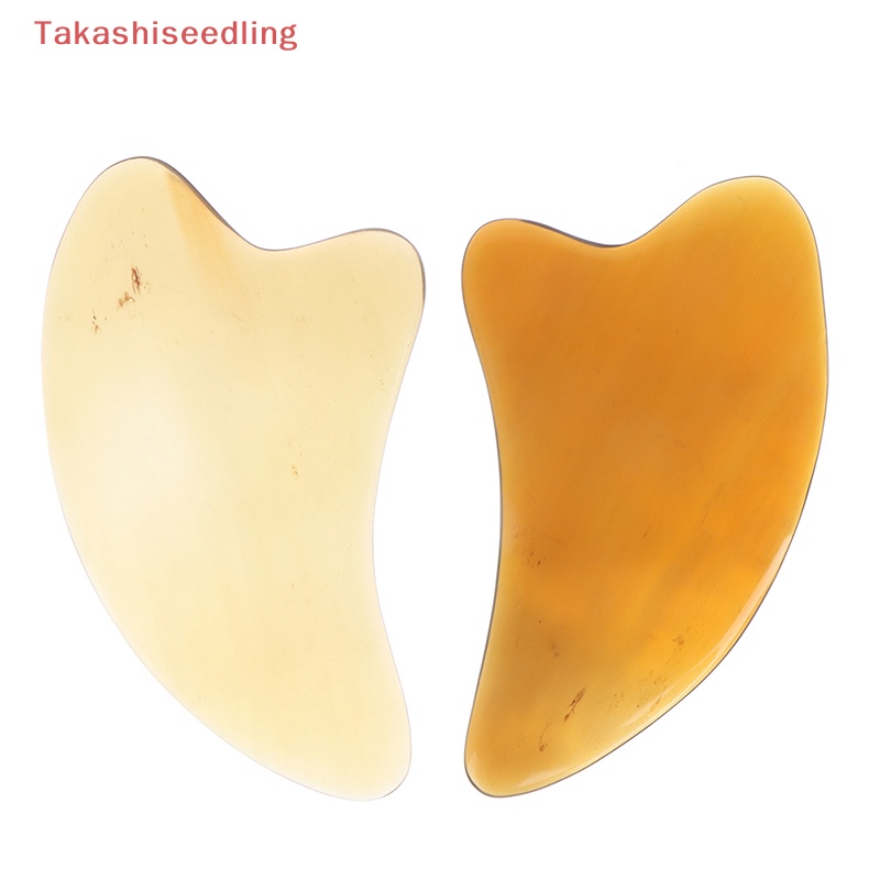 (Takashiseedling) Dụng Cụ Mát Xa Mặt Yak Ox Horn Gua Sha Màu Trắng Tự Nhiên
