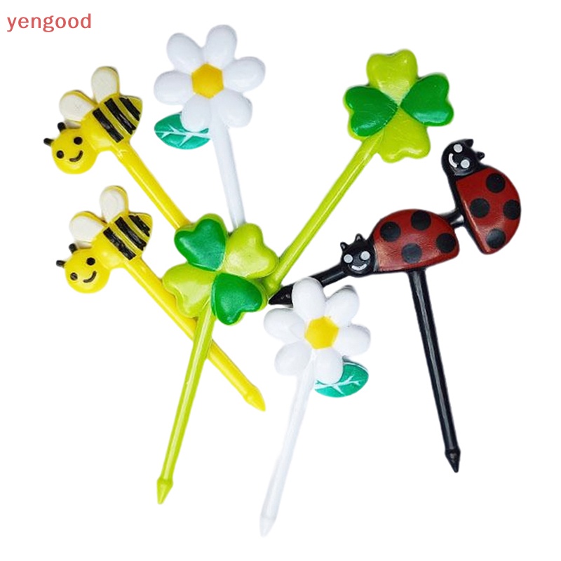 Set 8 Nĩa Ăn Trái Cây / Tráng Miệng Bằng Nhựa Hình Chú Ong Dễ Thương