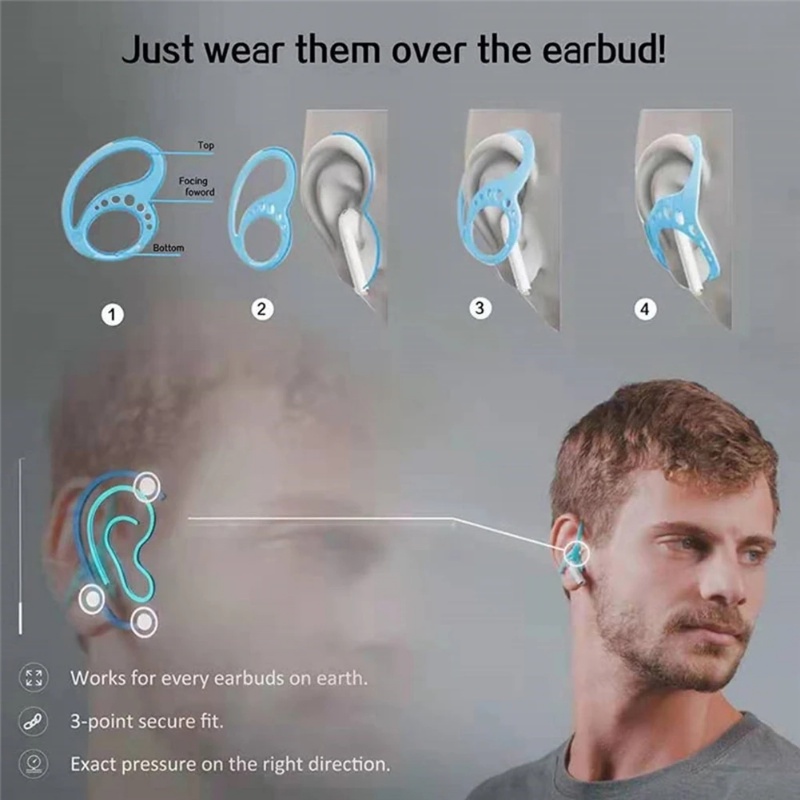 1 Cặp Móc Giữ Tai Nghe Nhét Tai Không Dây Bluetooth Bằng Silicon Cấp Thực Phẩm Mềm Chống Thất Lạc