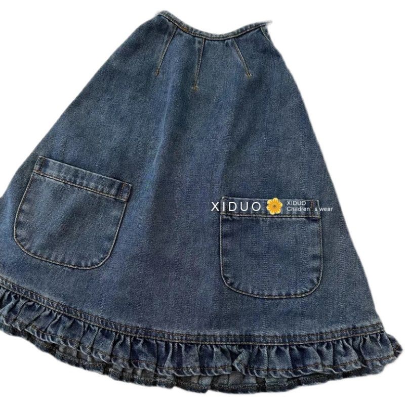 Aiyaya Đầm bé gái Váy công chúa Váy denim phong cách Hàn Quốc Phù hợp cho bé gái từ 1-7 tuổi Váy hở lưng thời trang mùa hè
