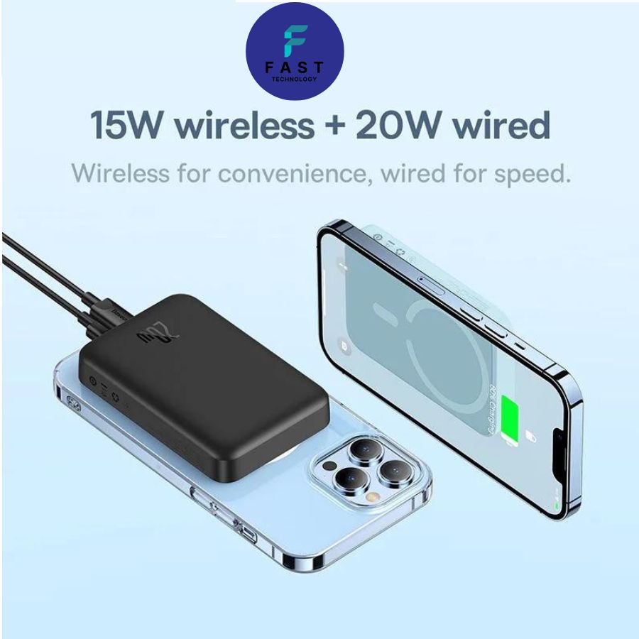 Pin Sạc Dự Phòng Không Dây Tích Hợp Nam Châm Baseus Magnetic Wireless 6000mAh 20W Bảo hành 12 tháng