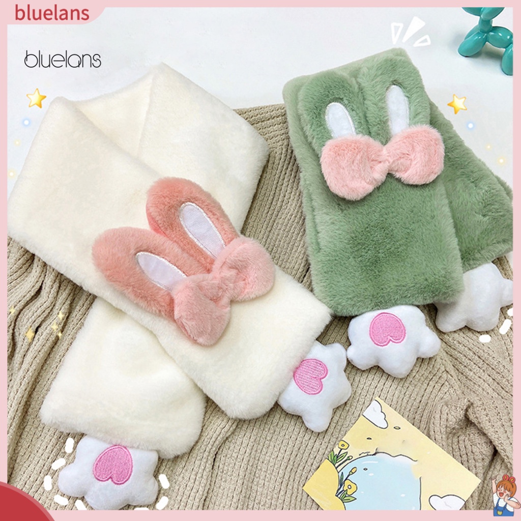 Khăn Choàng Cổ Lông Nhung Họa Tiết Thỏ Hoạt Hình Thời Trang Thu Đông Cho Nữ