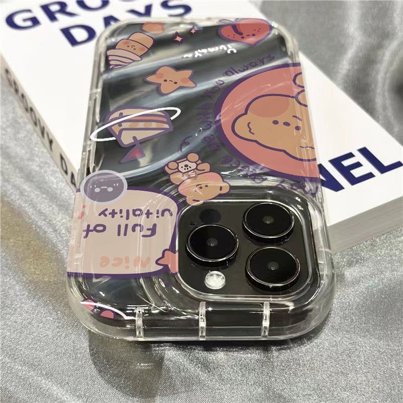 Ốp Điện Thoại Mềm Trong Suốt Hình Gấu Dễ Thương Cho iPhone14promax 1312 / 11 7 / 8plus xr / sins EXB4