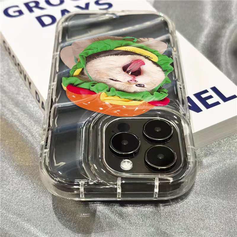 Ốp Điện Thoại Mềm Trong Suốt Hình Hamburger Mèo Dễ Thương Cho Iphone 1312 14Promax / 7 Xr /ins118 50E7