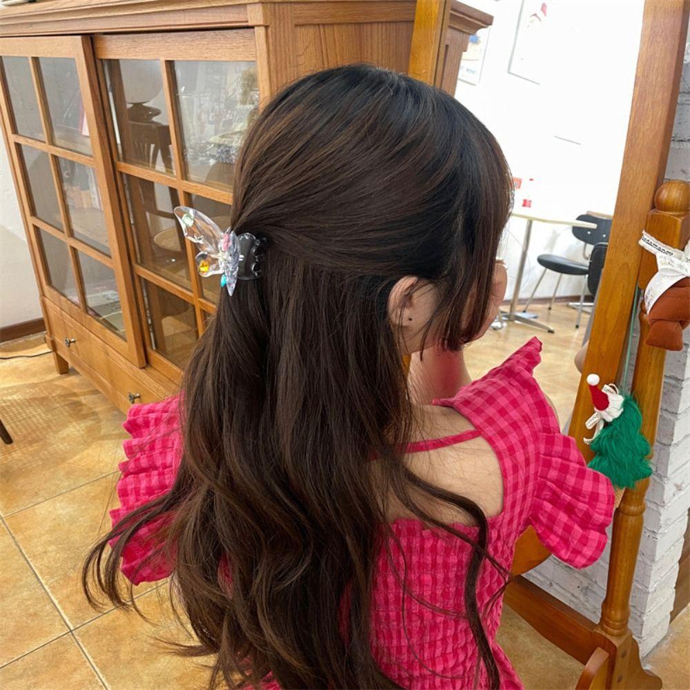 Kẹp Tóc Càng Cua Bằng Acrylic Trong Suốt Họa Tiết Hình Học Cho Nữ Rửa Mặt