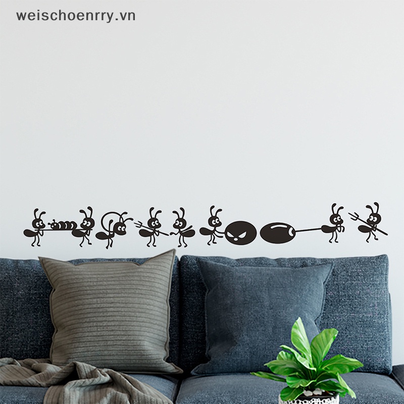 Sticker Dán Tường Hình Kiến Đen Trang Trí Phòng Bé