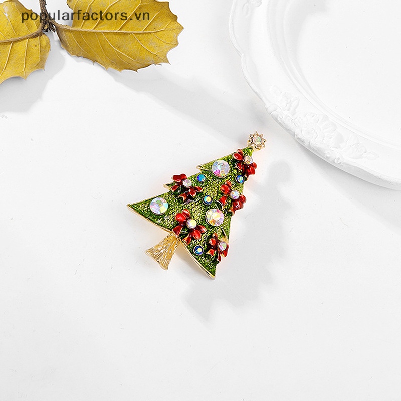 Ghim Cài Áo Hình Cây Thông Giáng Sinh Đính Đá Thời Trang Cho Nữ