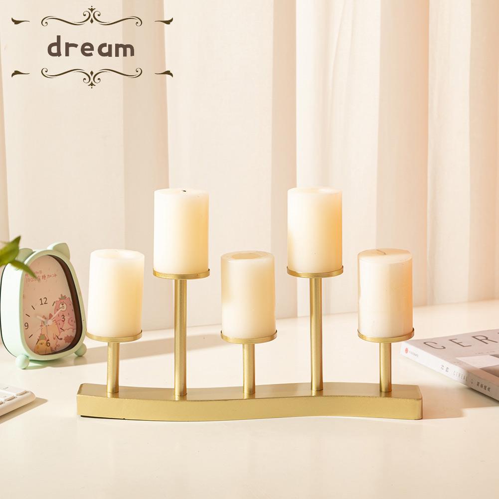 【DREAMLIFE】Candle Holder Candle Stand Elegant Metal Table Candlestick 32x13.6x5cm
