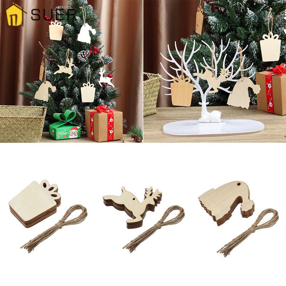 SUENIN Đĩa Gỗ Hình Tuần Lộc Nhiều Màu Sắc Dùng Trang Trí Giáng Sinh DIY