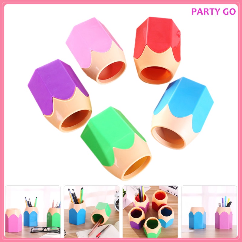 Bộ 5 Lọ Đựng Bút Hình Bút Chì Nhiều Màu Sắc Dễ Thương Để Bàn Tiện Dụng Cho Học Sinh / Văn Phòng