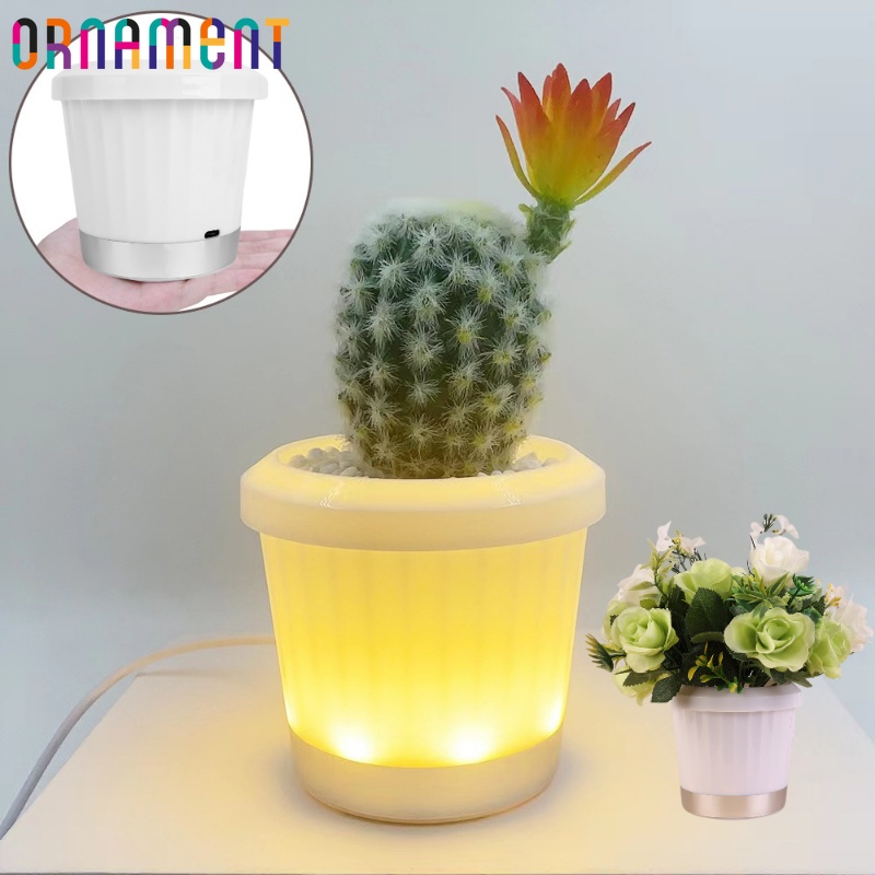 Đèn LED Hình Chậu Hoa / Chậu Cây Bằng Nhựa Màu Sắc Ấm Áp / Đèn Sạc USB Dùng Trang Trí Phòng Ngủ / Sân Vườn