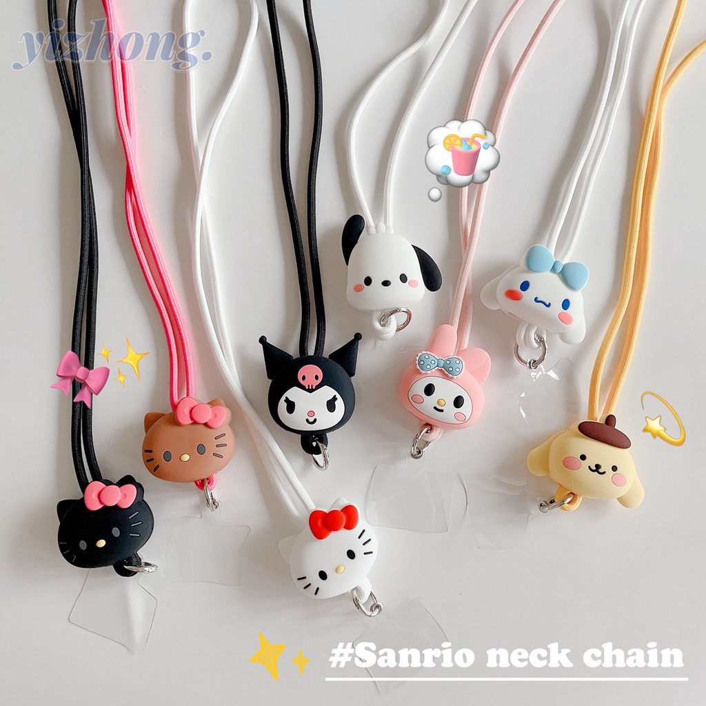 Dây Đeo Điện Thoại / Thẻ ID / Tai Nghe Dài Họa Tiết Hoạt Hình Hello Kitty Kuromi Melody Cinnamoroll