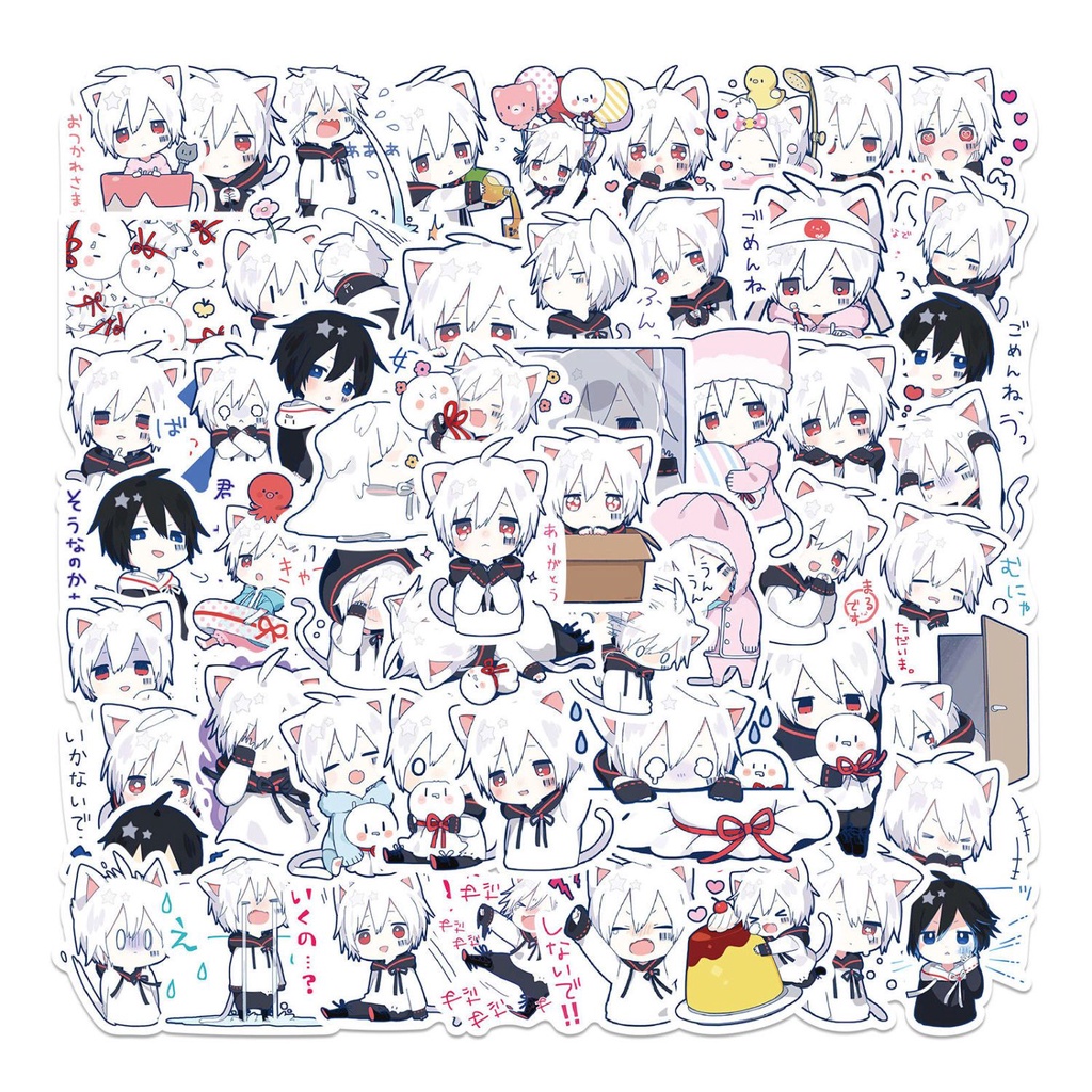 Bộ 65 Miếng Dán Mafumafu Phong Cách Nhật Bản Trang Trí Điện Thoại / Máy Tính