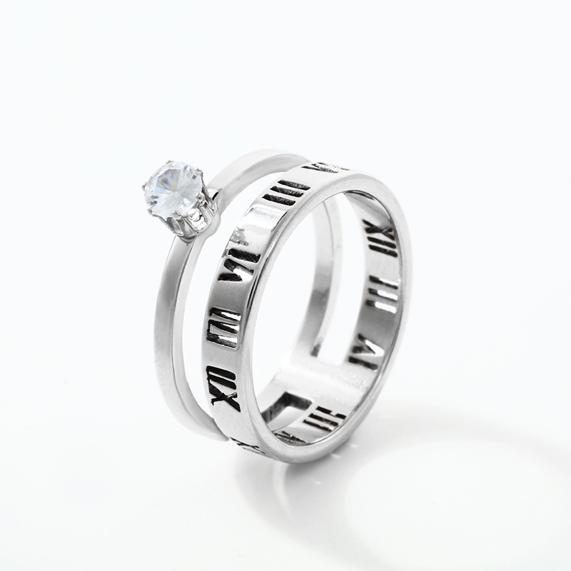 Nhẫn Thép Titan Đính Đá zircon Thời Trang Mới Cho Nữ