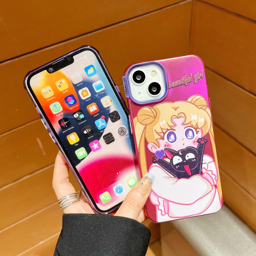 Ốp Điện Thoại Tpu Dẻo Trong Suốt Họa Tiết Hoạt Hình Thủy Thủ Mặt Trăng Vui Nhộn Cho iPhone 14 13 12 11 Pro Max