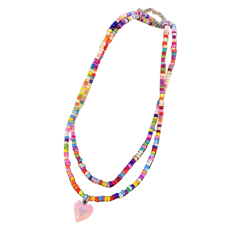 Vòng Cổ Choker Nhiều Lớp Mặt Hình Bướm / Hoa / Trái Tim Màu Cầu Vồng Hoạt Hình Cho Nữ