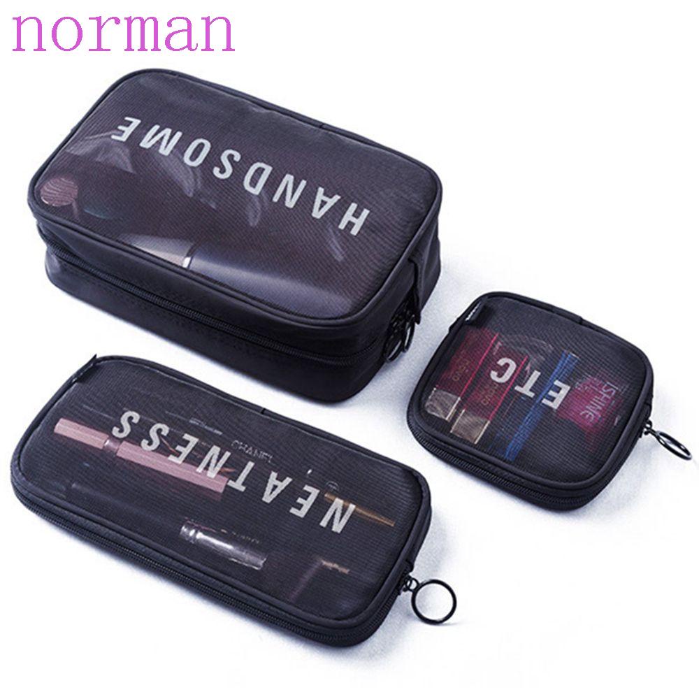 NORMAN Túi Đựng Đồ Trang Điểm Màu Đen Có Khóa Kéo Tiện Dụng Khi Đi Du Lịch
