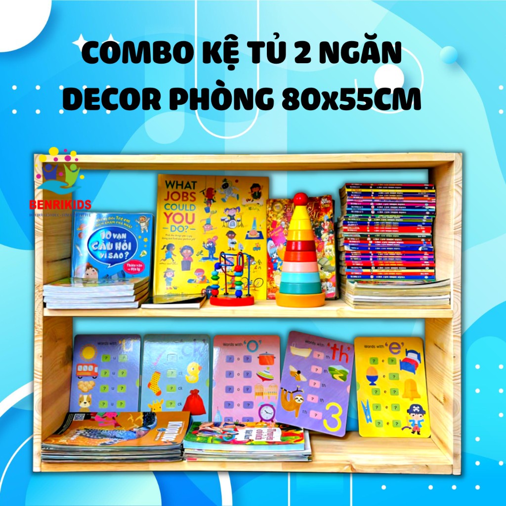 Nội Thất Nhà Cửa Giá 2 Tầng Đựng Đồ Chơi Cho Bé , Đồ Dùng Trẻ Em, Bỉm Sữa, Sách Vở Trang Trí Phòng Ngủ Bằng Gỗ Thông