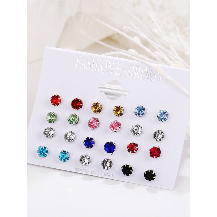 Ygt Set 12 Cặp Khuyên Tai Nữ Đính Ngọc Thời Trang