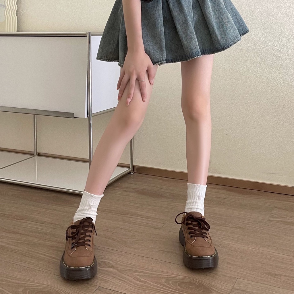 Giày Da Đế Dày Phong Cách Anh Quốc Thời Trang Cho Nữ