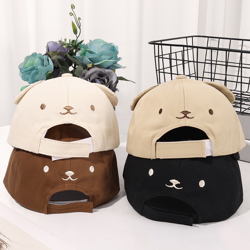 Nón Lưỡi Trai Cotton Màu Sắc Đơn Giản Thêu Hình Gấu Dễ Thương