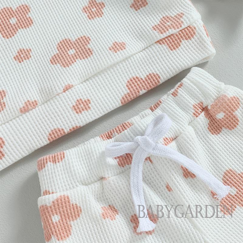 Set Đồ Gồm Áo Tay Dài + Quần + Băng Cài Đầu Rút Dây In Họa Tiết Hoa Cho Bé Gái 0-24 Tháng Tuổi