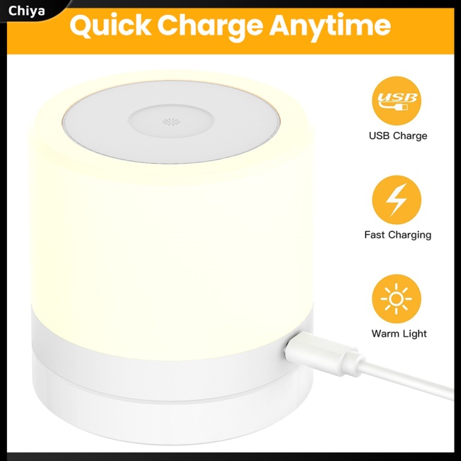 Đèn Ngủ Để Bàn Cảm Ứng Thay Đổi Màu Sắc Sạc Nhanh USB Dành Cho Trẻ Em