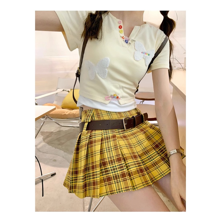 Áo Thun Tay Ngắn Dáng Ôm In Hình Bướm Ngọt Ngào Thời Trang Mùa Hè Mới Cho Nữ