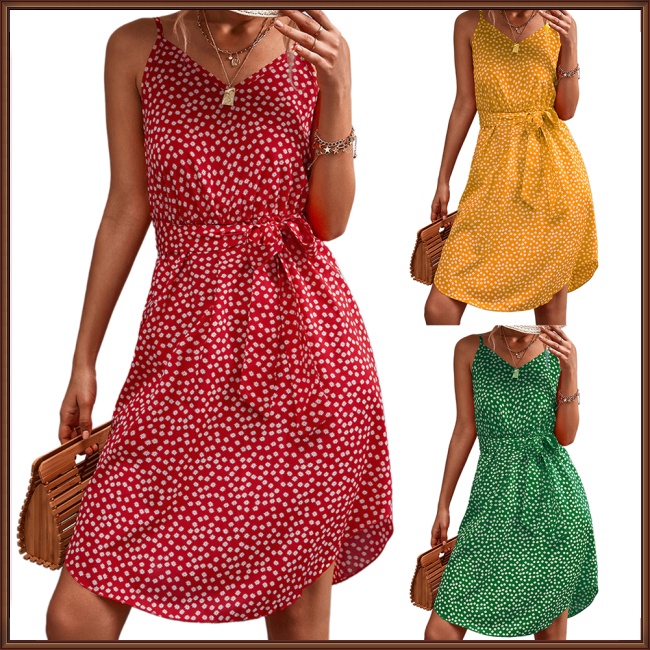 Đầm Cổ Chữ V Lưng Cao Xẻ Tà In Họa Tiết Hoa Thanh Lịch Thời Trang Mùa Hè Cho Nữ