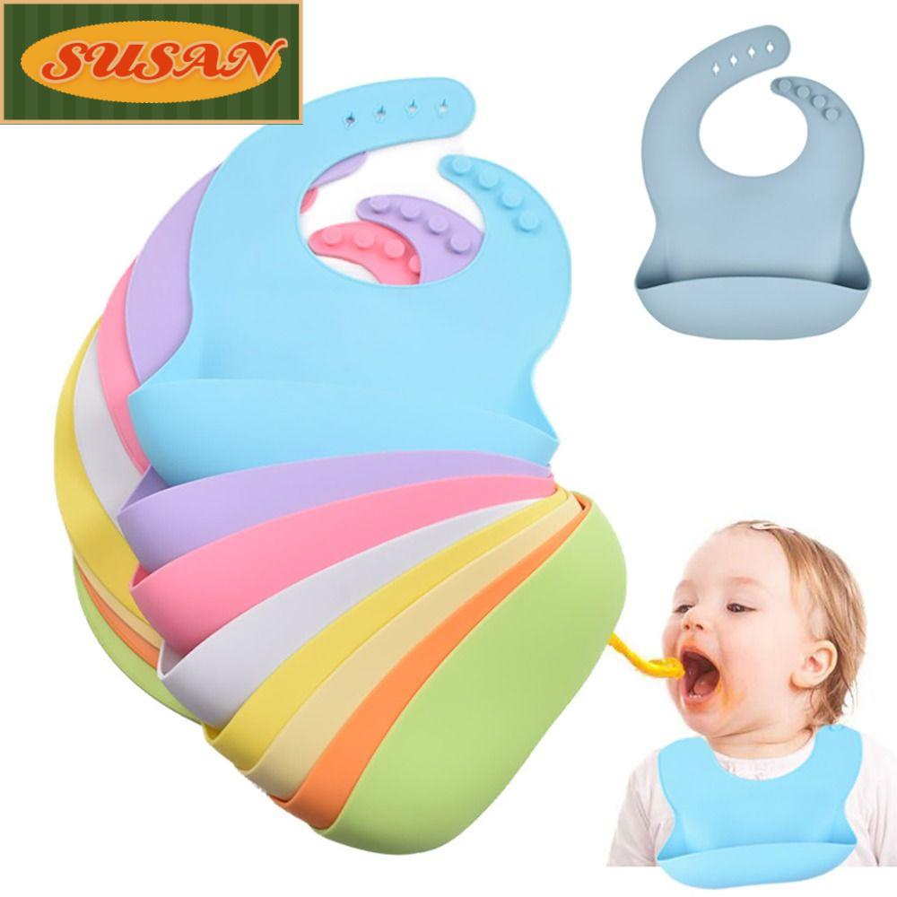 SUSANS Yếm Ăn Bằng Silicone Điều Chỉnh Tùy Ý Cho Bé Sơ Sinh