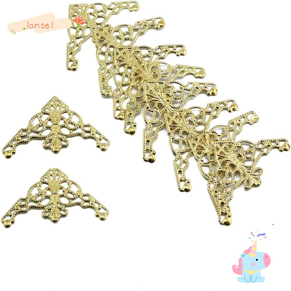 LANSEL Set 100 Miếng Kim Loại Màu Vàng Trang Trí Góc Hộp Trang Sức Phong Cách Retro