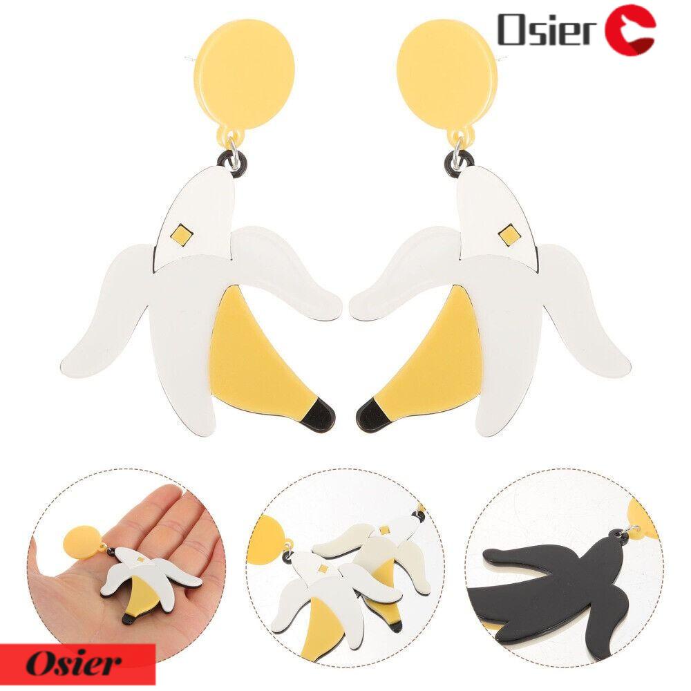 OSIER1 Khuyên Tai Thả Lủng Lẳng / Quả Cà Tím / Chanh Bằng Nhựa Resin Cá Tính Dự Tiệc