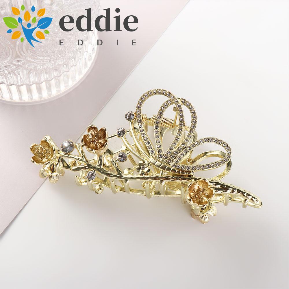 26EDIE Kẹp Tóc Móng Vuốt Đính Hoa Bằng Kim Loại Thanh Lịch Sáng Tạo Cho Nữ