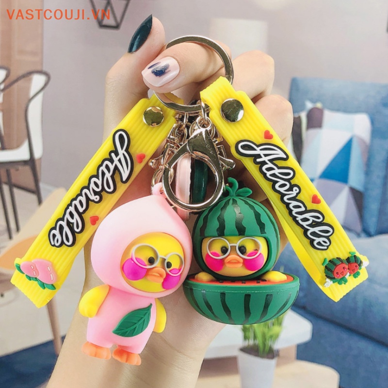 Móc Khóa Hình Vịt Trái Cây Vui Nhộn Dễ Thương