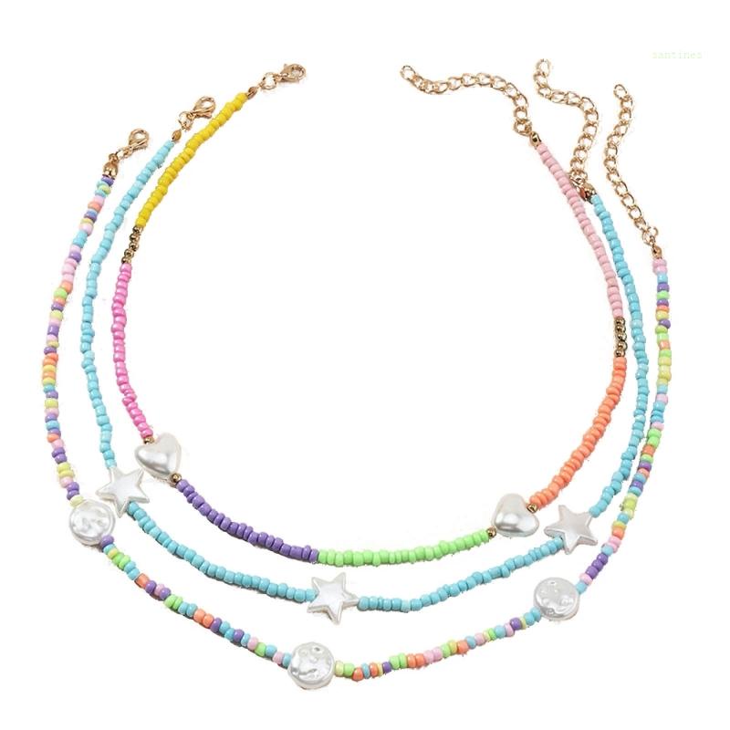 Set 3 Vòng Cổ Choker Hạt Nhiều Màu Sắc Cho Bé