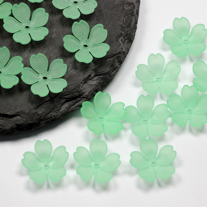 Set 100 Hạt Xỏ Lỗ Hình Hoa Anh Đào Bằng Nhựa Acrylic 15mm Dùng Làm Trang Sức DIY