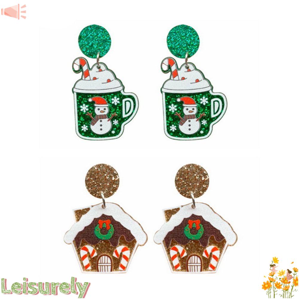 LEILY Bông Tai Acrylic Hình Khủng Long / Bông Tuyết Thời Trang Giáng Sinh