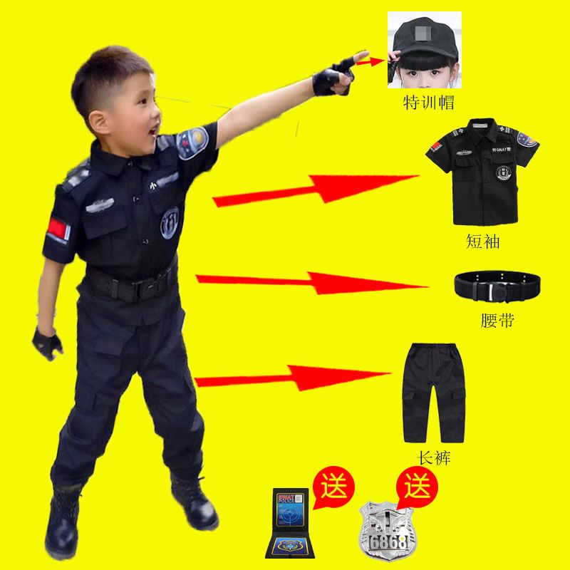 Bộ Đồ Chơi Cảnh Sát Gồm Áo Thun Tay Ngắn Và Quần Short Cho Bé Trai