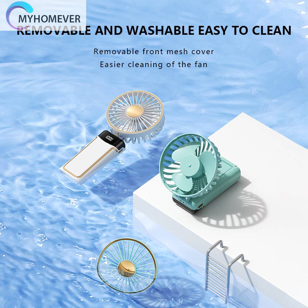 Quạt Cầm Tay Mini Có Thể Gấp Lại Với Màn Hình Kỹ Thuật Số Để
