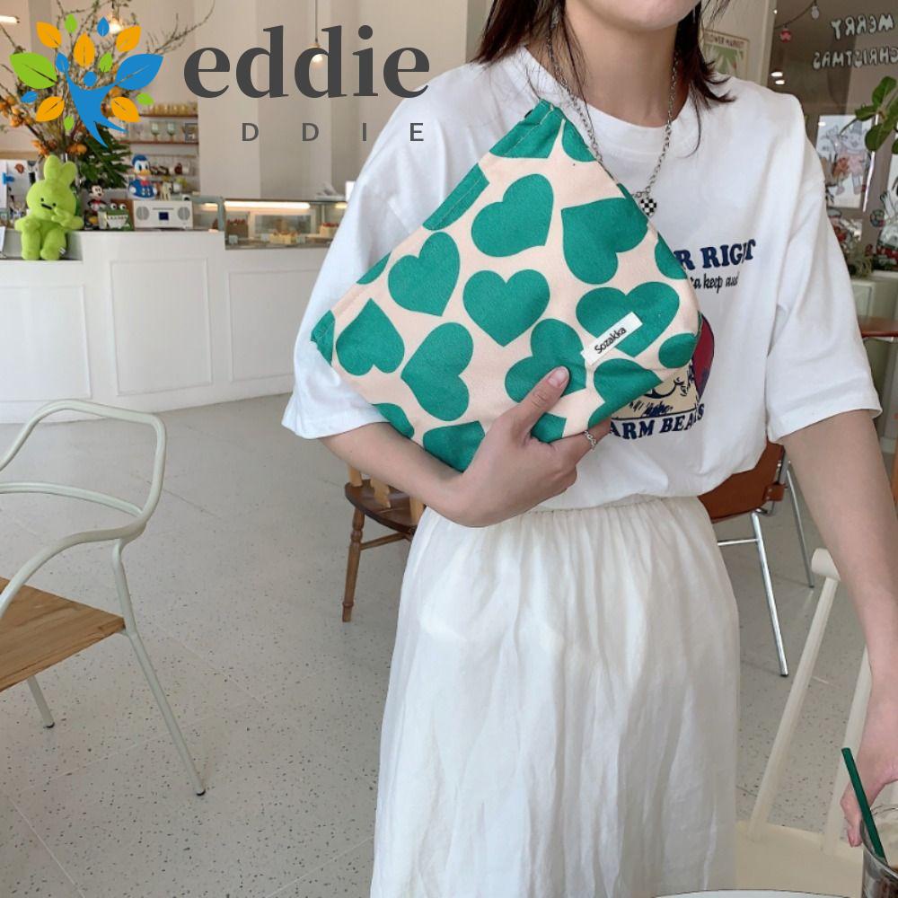 26EDIE Túi Đựng Mỹ Phẩm / Đồ Trang Điểm Dung Tích Lớn Bằng Vải Nhung Kẻ In Họa Tiết Trái Tim Dành Cho Bạn Nữ