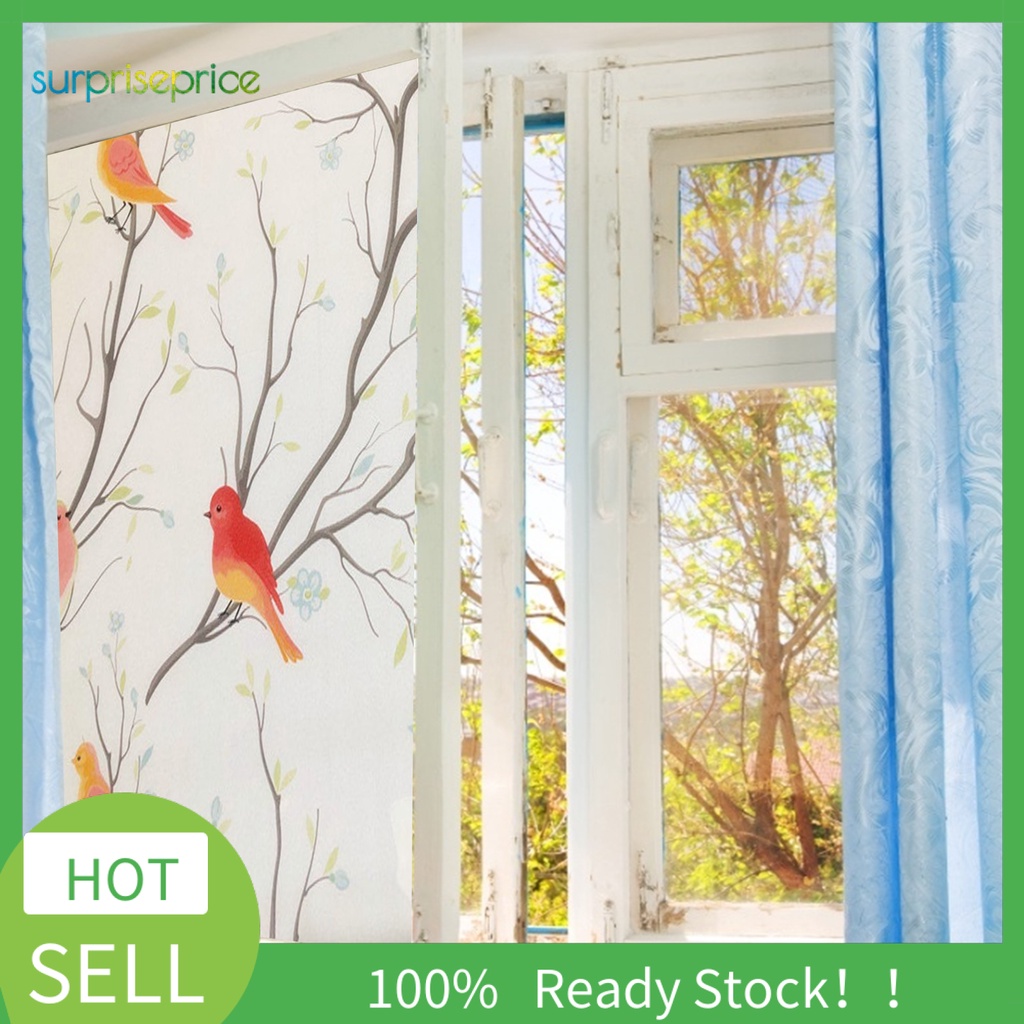1 Cuộn Sticker Dán Cửa Sổ Bằng PVC Họa Tiết Chim Nhiều Màu Sắc Để Trang Trí Phòng Ngủ