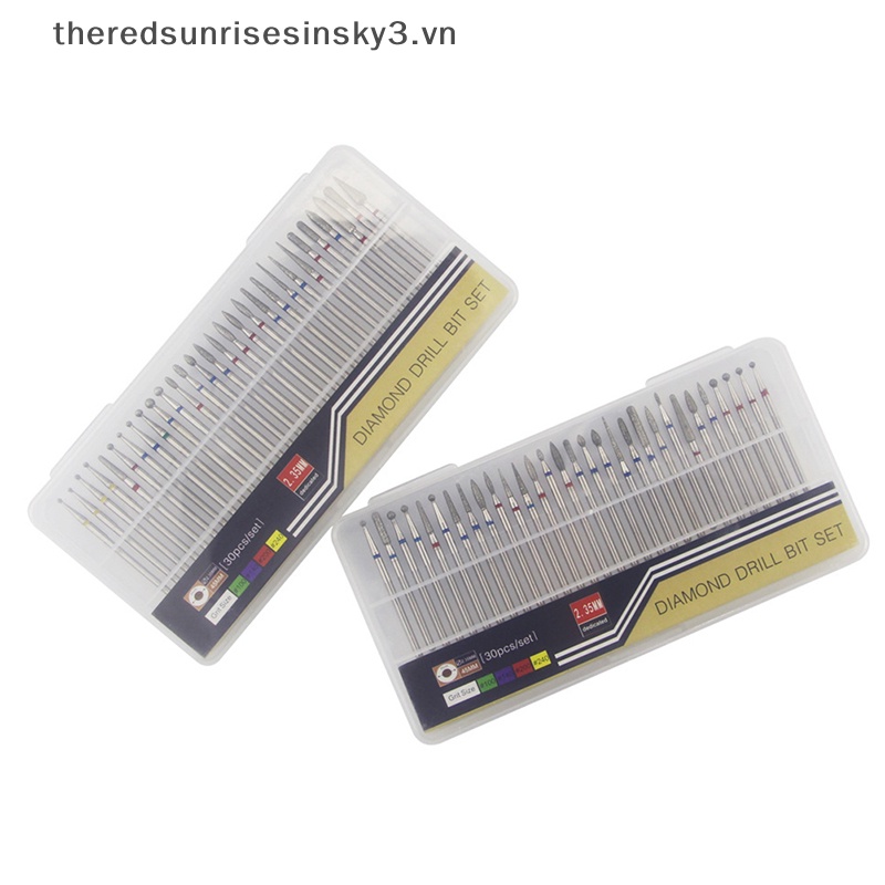 Bộ 30 Mũi Khoan Kim Cương 3 / 32 '' Cắt Móng Tay Thời Trang