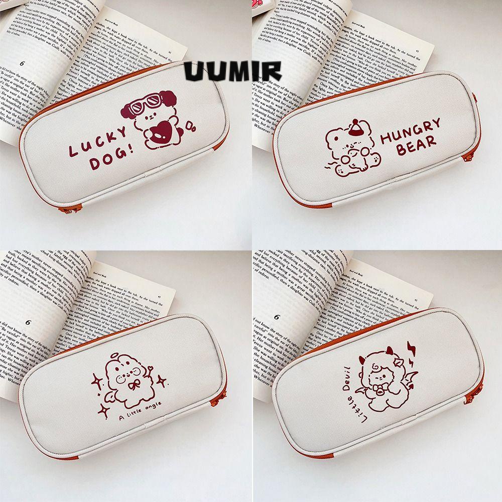 UUMIR Túi Đựng Bút Đa Năng Màu Trơn Chống Thấm Nước Họa Tiết Hoạt Hình Dễ Thương